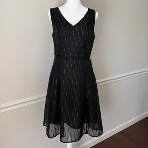 Banana Republic Double V-Neck Fit and Flare Black Shimmer Dress Size 4